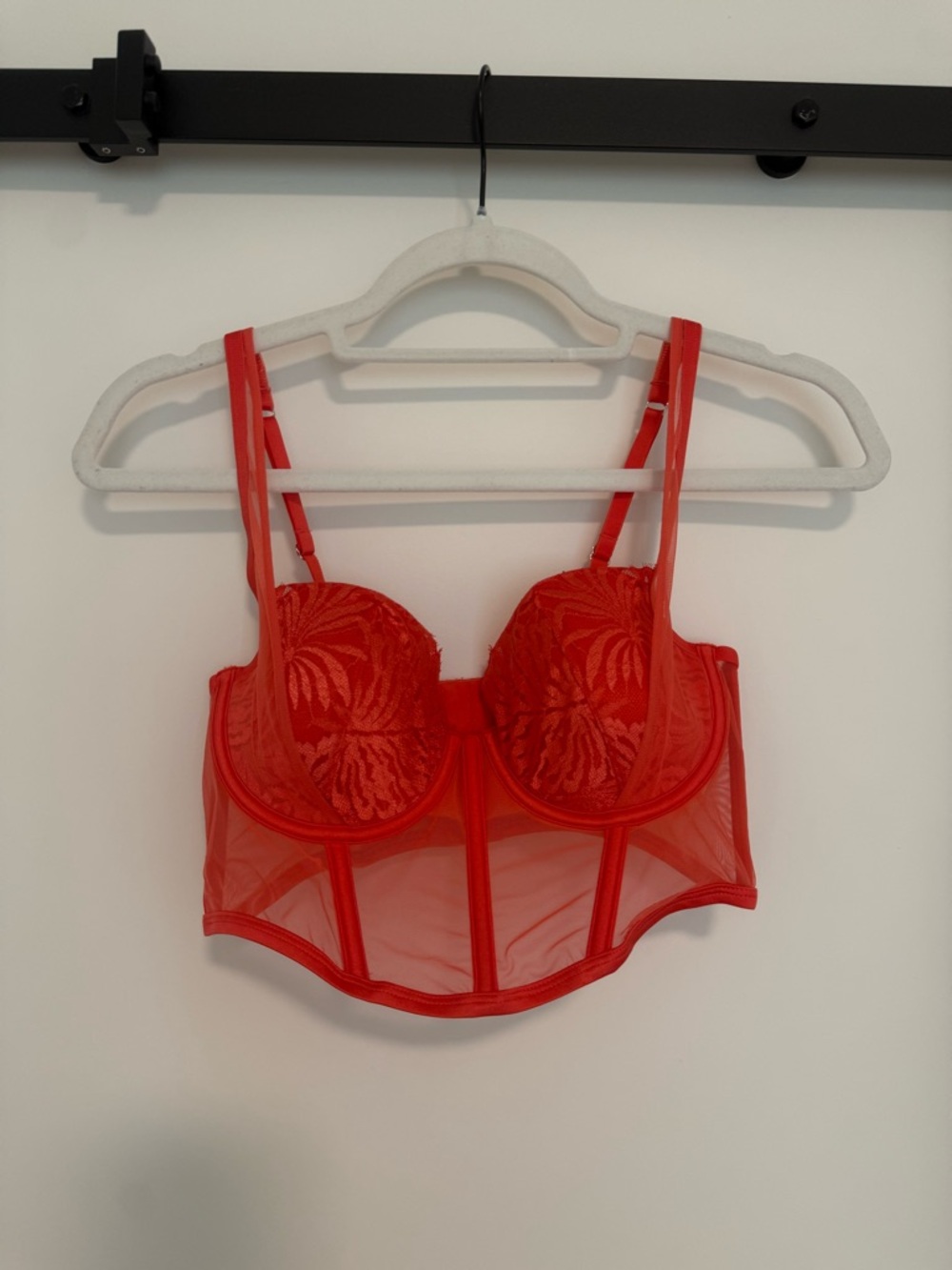 La SENZA Red/Orange Lace Longline Bustier